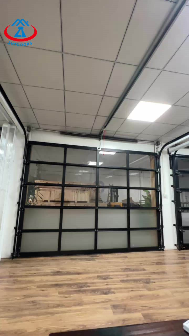 8x8 Panel Glass Luxury Garage Door Black