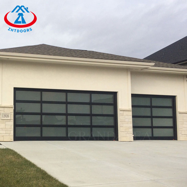 8x8 Panel Glass Luxury Garage Door Black