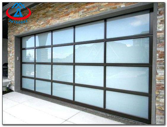 8x8 Panel Glass Luxury Garage Door Black