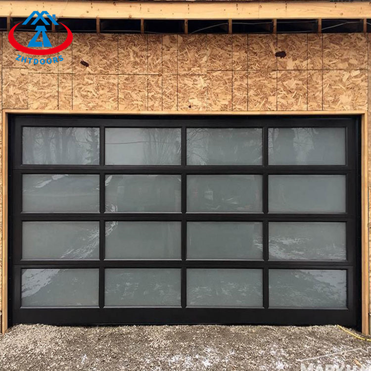 8x8 Panel Glass Luxury Garage Door Black