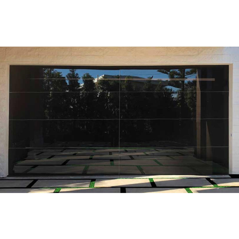 Black glass panel garage door 16x7