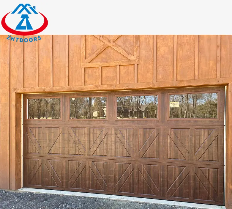 With Windows Automatic Rolling Wood Garage Door