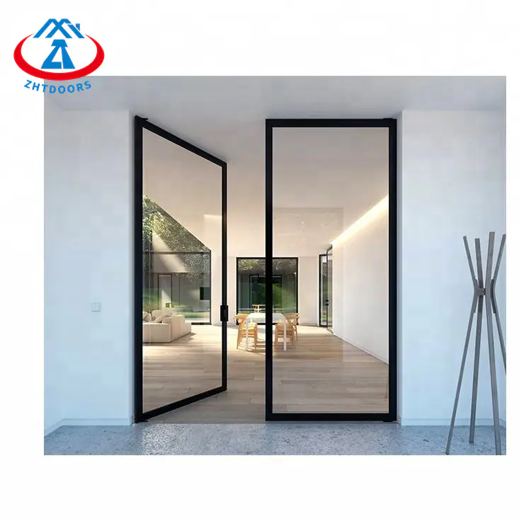 Simple Large Square Thin Frame Glass Double Door