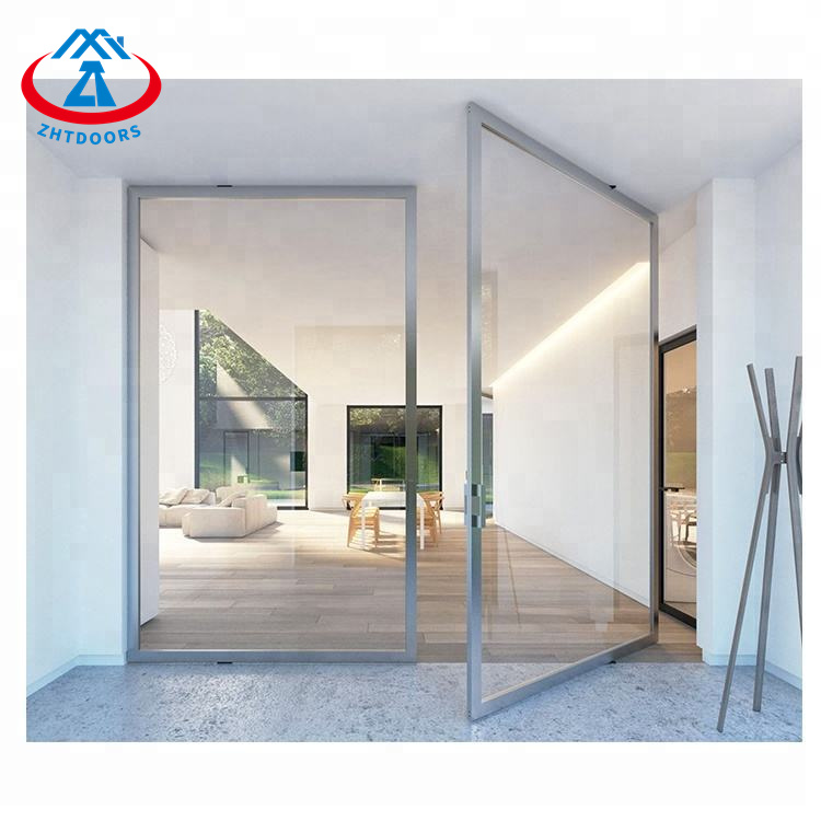 Simple Large Square Thin Frame Glass Double Door