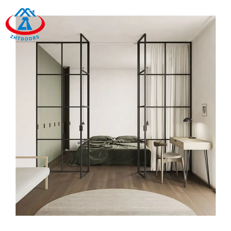 Narrow Frame Hollow Glass Door With Good Light Transmission