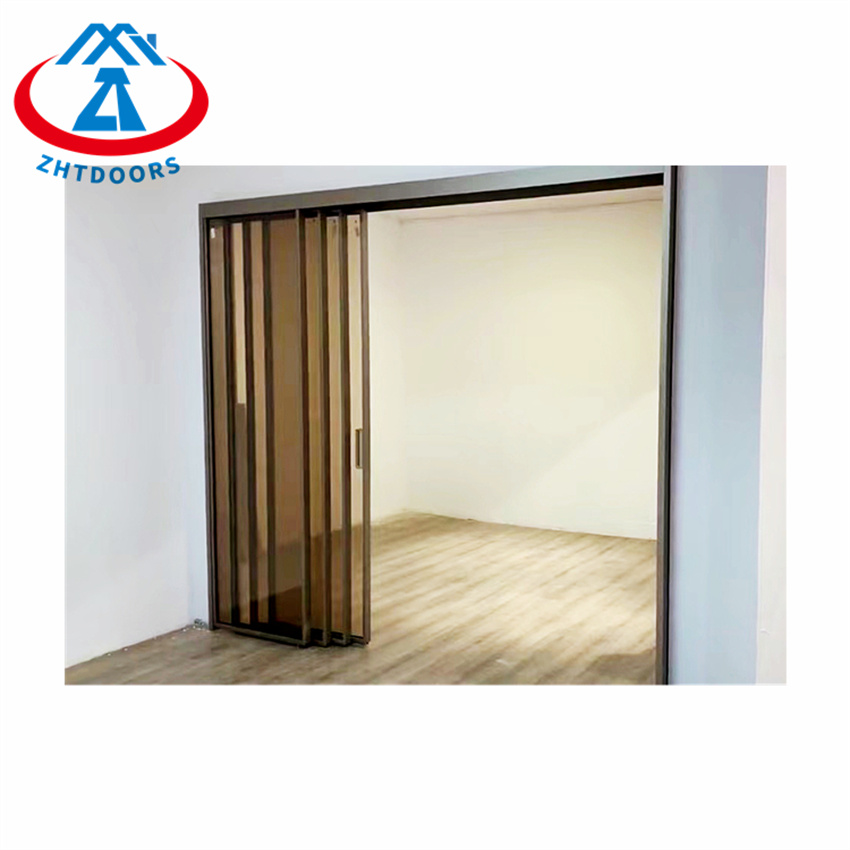 Brown Glass Narrow Edge Folding Sliding Door
