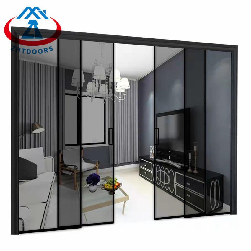 Very Narrow Premium Black Glass Sliding Door