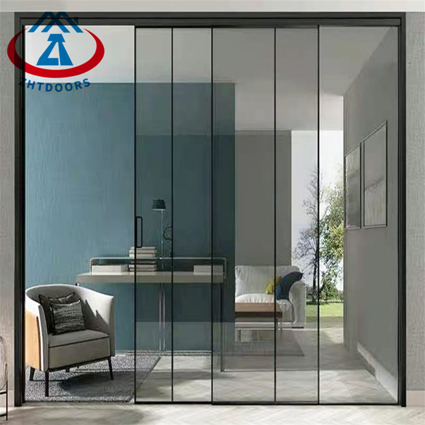 Very Narrow Premium Black Glass Sliding Door