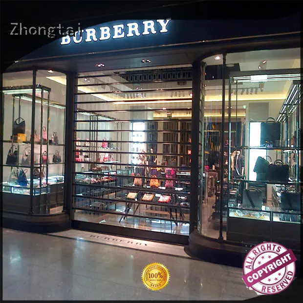 Zhongtai transparent shop shutter prices factory for clothing store