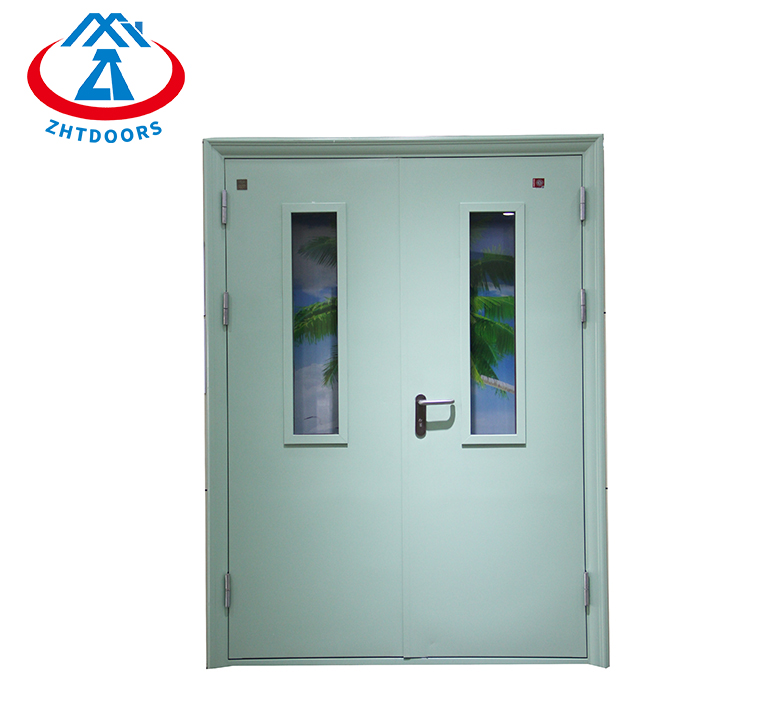 Emergency Eexit UL Standard Double Leaf Fireproof Door With Field Of View Window