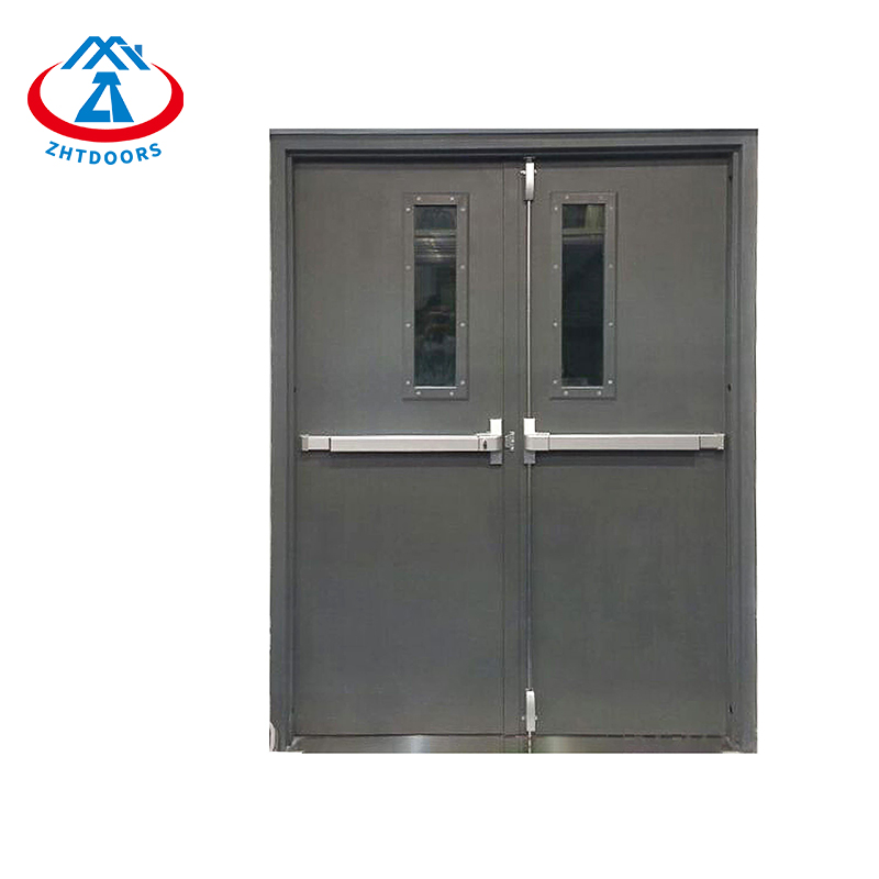 Low Cost Durable UL Standard Double Safety Swing Door With Push Rod And Viewing Panel