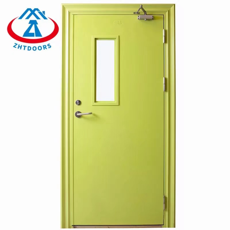 Professional Yellow Single Leaf Fireproof Classroom Door With Visual Window EN Standard