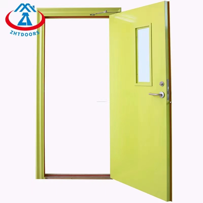 Professional Yellow Single Leaf Fireproof Classroom Door With Visual Window EN Standard