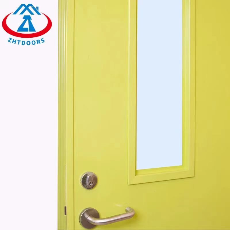 Professional Yellow Single Leaf Fireproof Classroom Door With Visual Window EN Standard