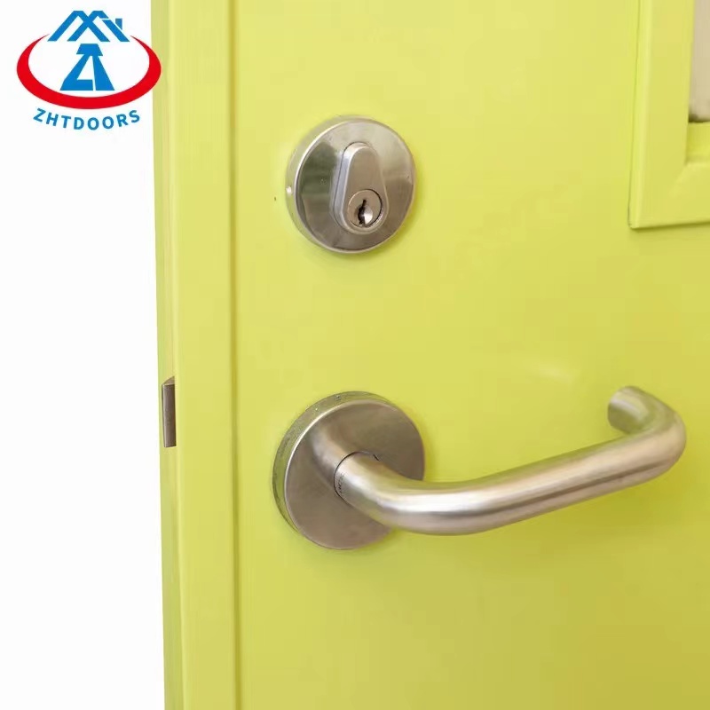 Professional Yellow Single Leaf Fireproof Classroom Door With Visual Window EN Standard
