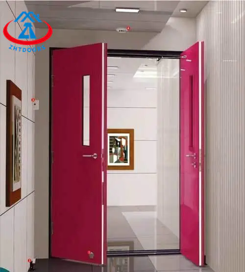 Double Swing Steel AS Standard Fire Rated Doors With Vision Panel