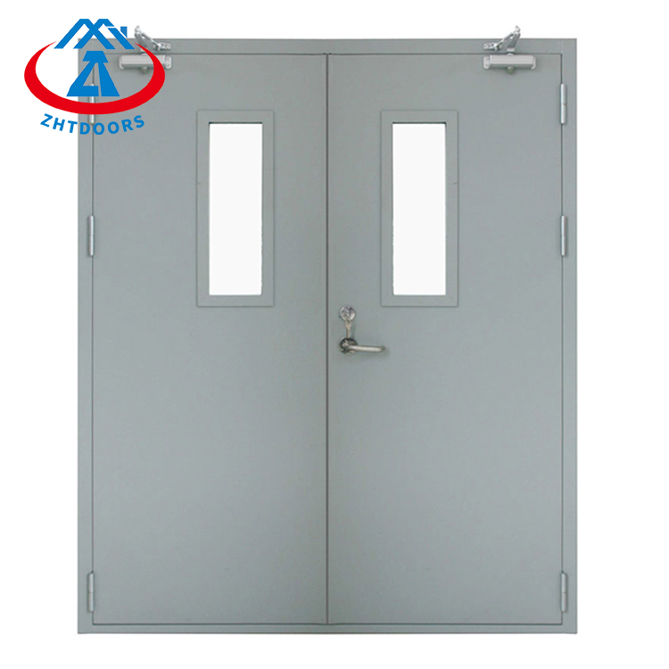 Double Swing Steel AS Standard Fire Rated Doors With Vision Panel