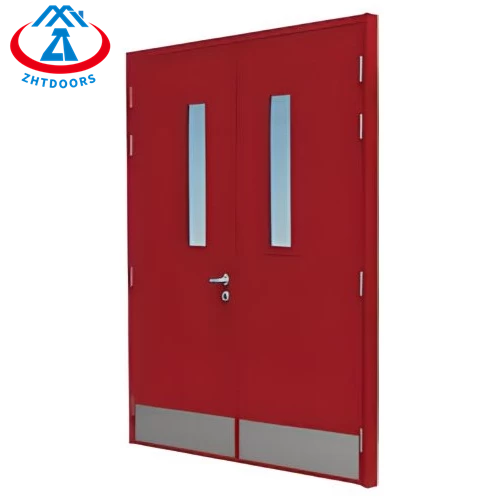 Fire Resistant And Heat Resistant AS Standard Double Open Steel Metal Door With Skirting Board
