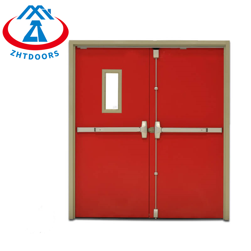 Wholesale Price UL Standard Double Opening Utility Fire Door With Push Bar And View Window