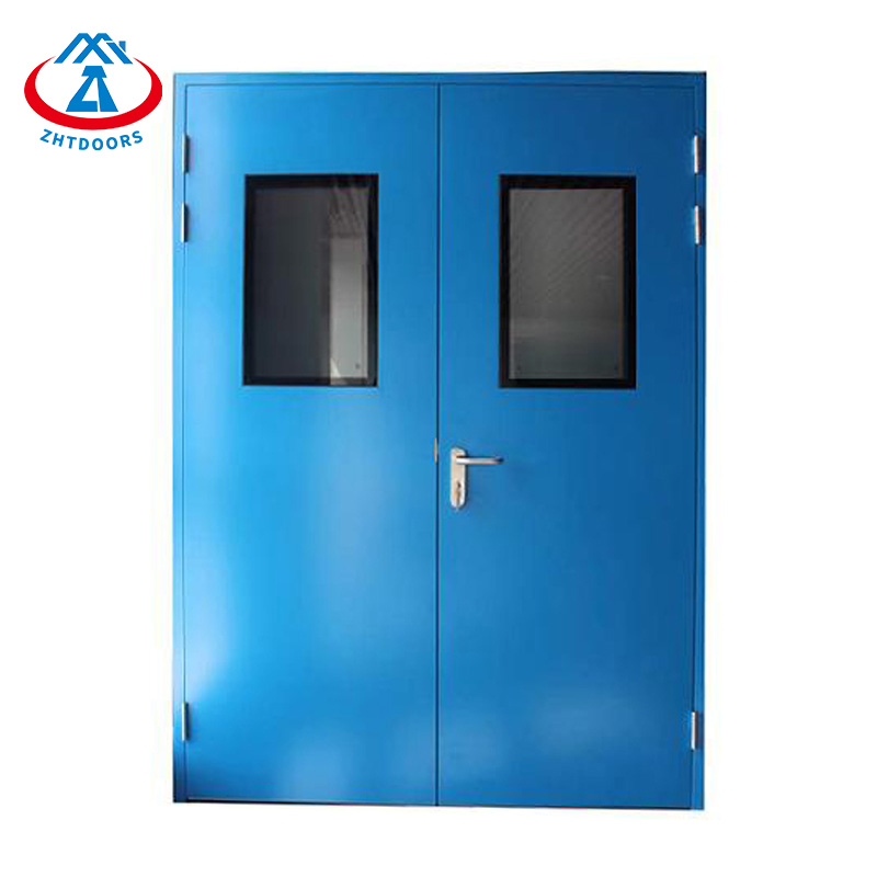 High Quality Double Leaf Clean Room Rated Door With View Window BS Standard