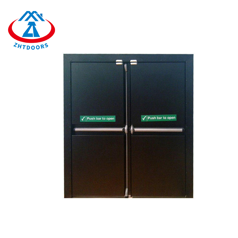 Custom Size EN Standard Safety Double Opening Fire Door With Push Rod