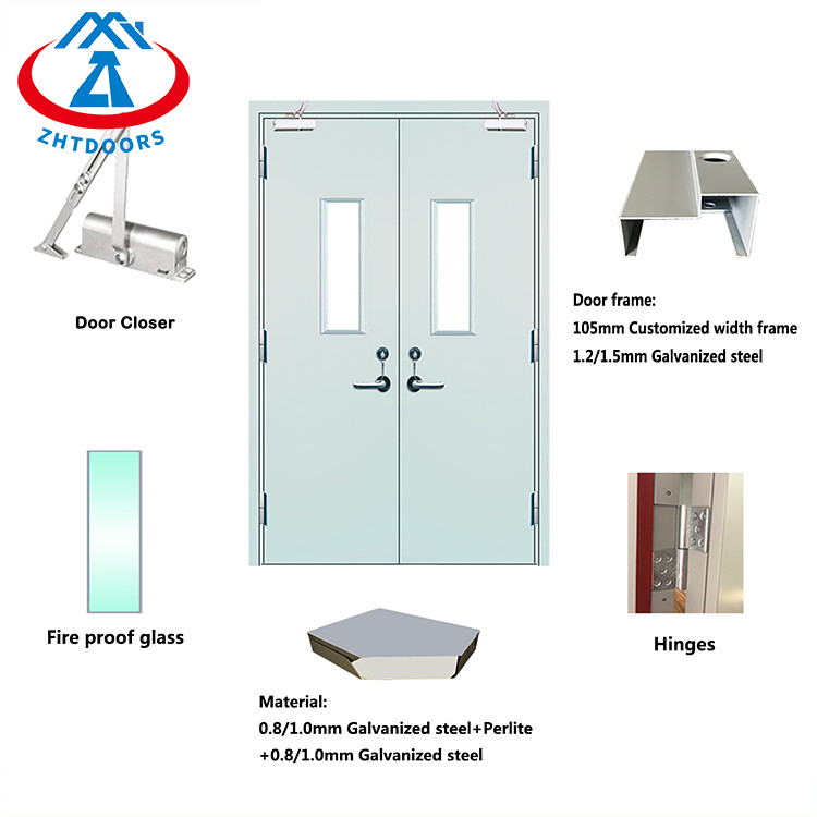 product-Zhongtai-Latest Design Hot Selling UL Standard Modern Steel Metal Double Leaf Rated Door-img