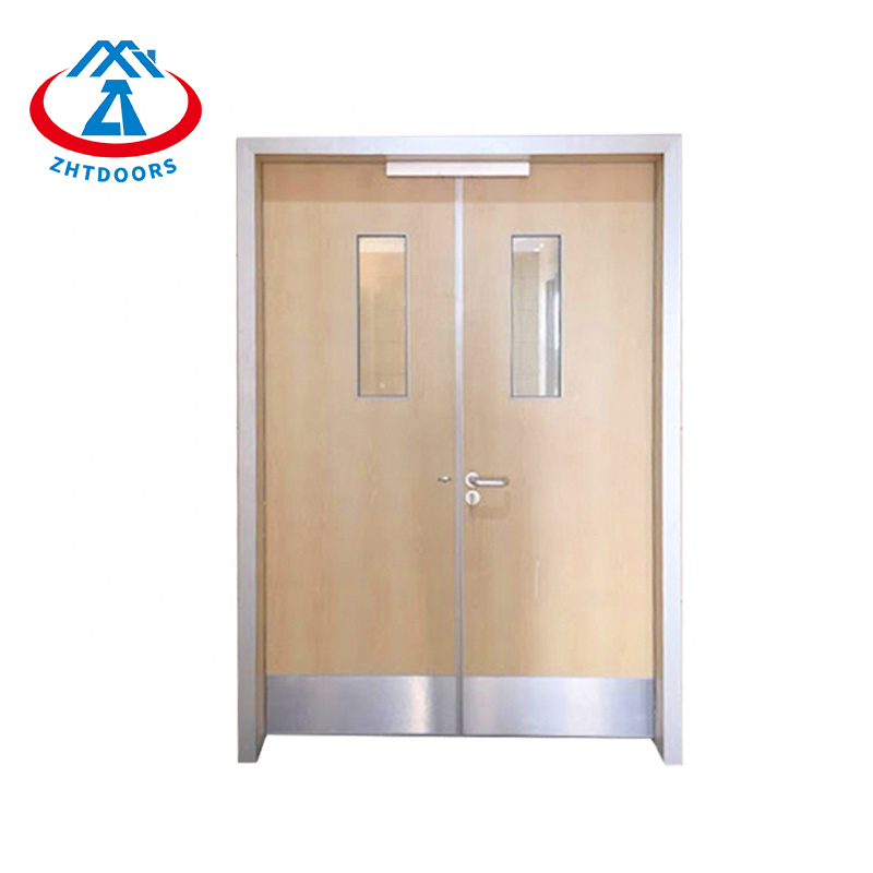 Supplier Customized UL Standard Wood Grain Color Double Leaf Fire Door With Skirting Board