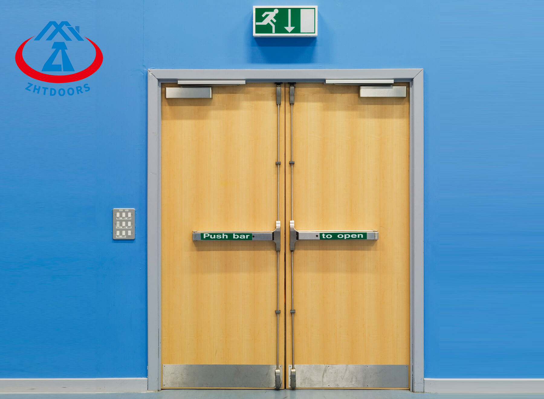 Supplier Customized UL Standard Wood Grain Color Double Leaf Fire Door With Skirting Board