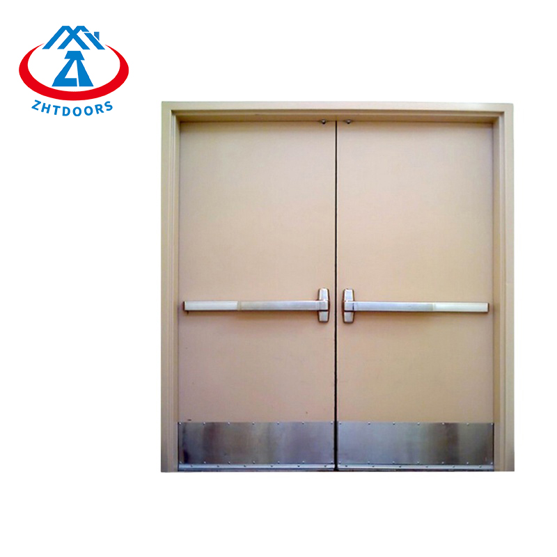 product-Supplier Customized UL Standard Wood Grain Color Double Leaf Fire Door With Skirting Board-Z