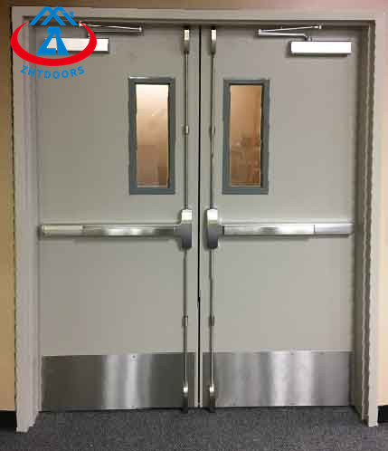 Factory Direct Sales BS Standard Double Stairwell Fire Door With Push Rod And Skirting Board