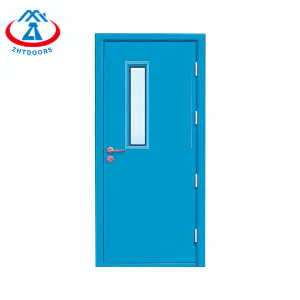 Blue Fire Door With Window UL Standard 120 Minute Steel Fire Rating Door