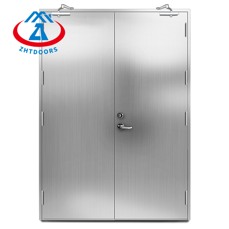 Fireproof And Soundproof Swing Door UL Standard Stainless Steel Double Leaf Metal Door