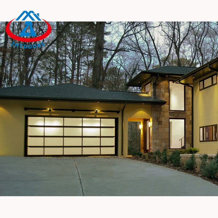 Home Single Garage Door Frosted Insulated Glass Garage Door 16x8 ft Garage Doors