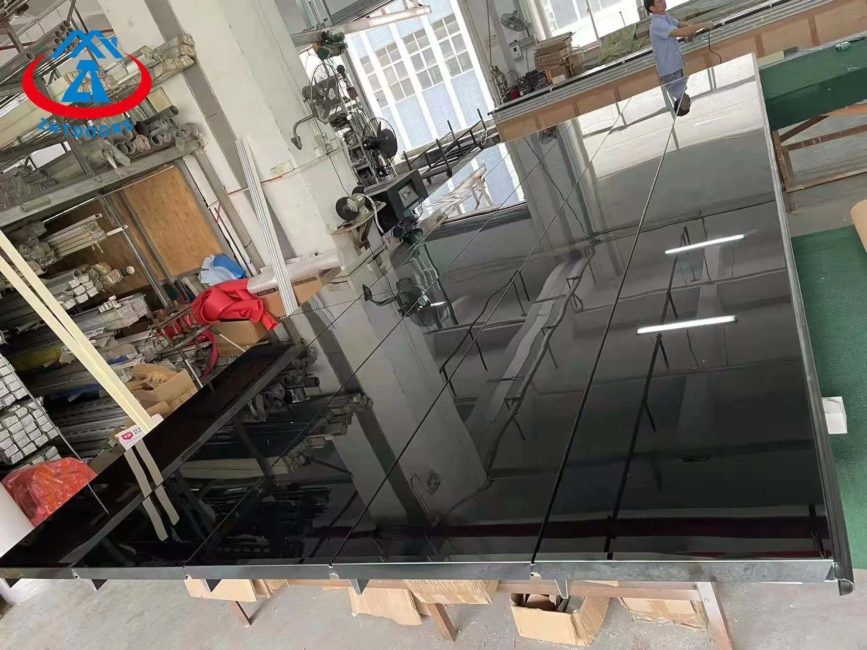 Aluminum Frameless Black Mirror Glass Garage Door Cheap Garage Door RV Garage Door