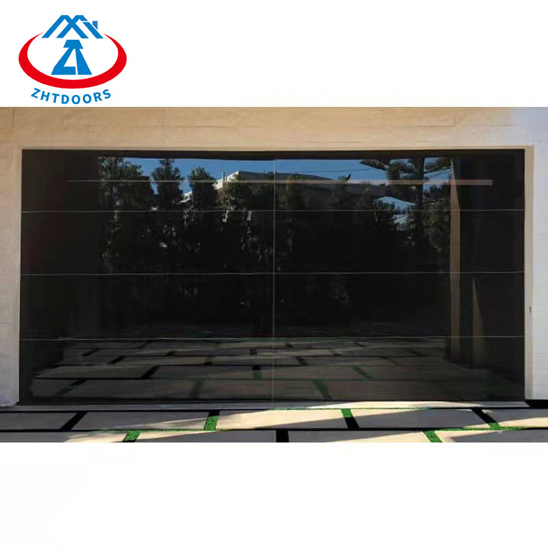 product-Frameless Black Mirror Glass Garage Door Plexiglass Garage Door Overhead Garage Door-Zhongta