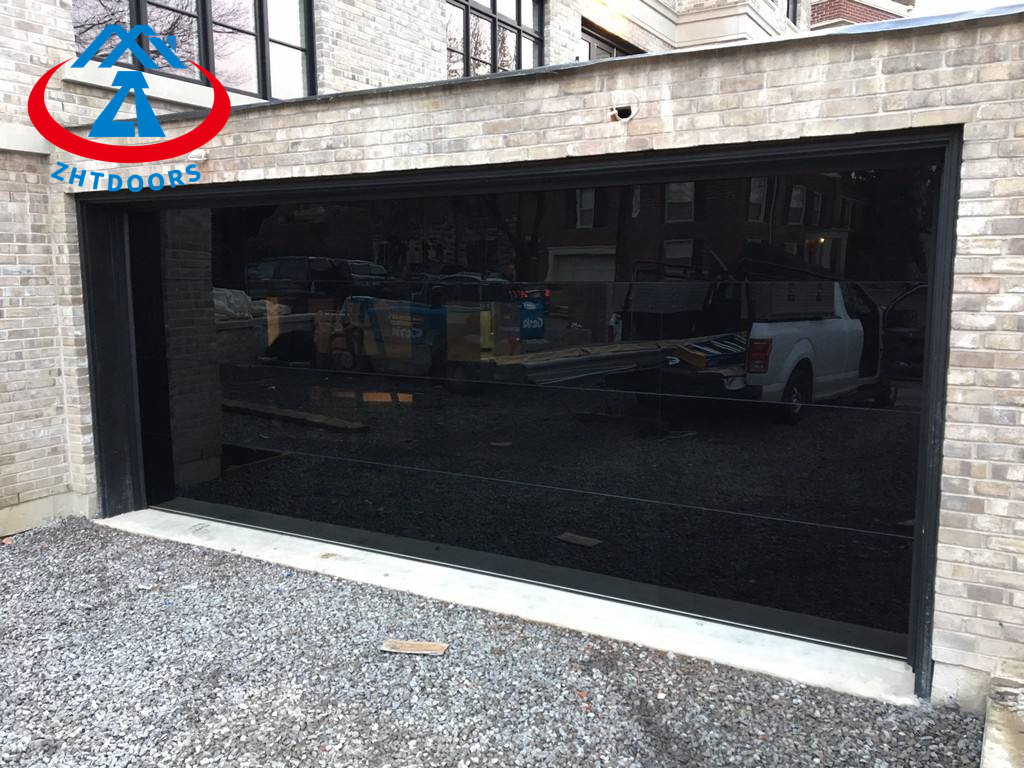 product-Factory Price Black Mirror Glass Garage Door Reflective Garage Door Frameless Garage Door-Zh