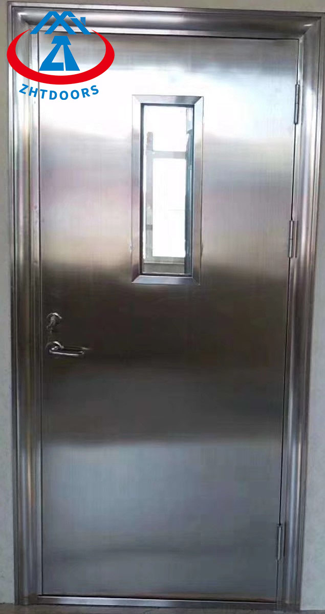 product-Stainless Steel Metal Rated Door UL Standard Single Leaf Fire Rated Door with View Window-Zh