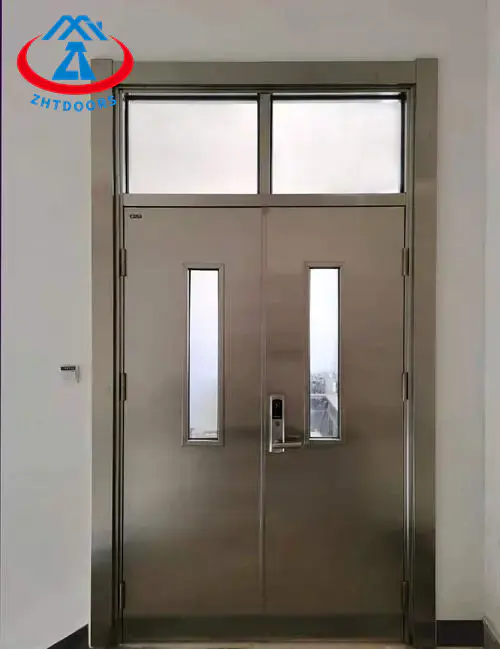 Modern Hotel Door 90 Minute Fire Rating UL Standard Stainless Steel Fire Resistant Glass Door