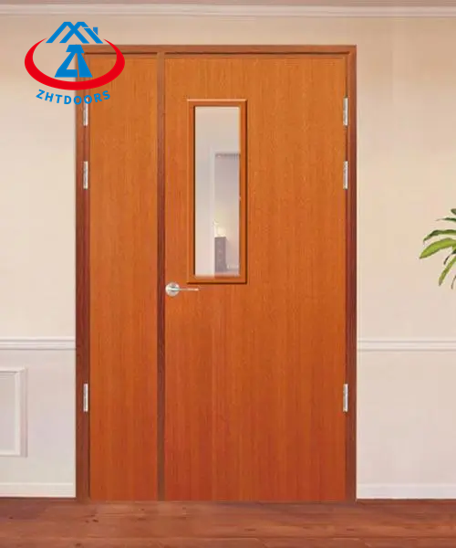 Factory quality wooden emergency exit fire door BS standard emergency exit double door with safety strip