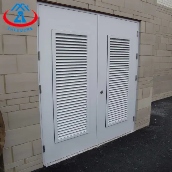 Low price commercial industrial BS certified louver fireproof steel door double leaf