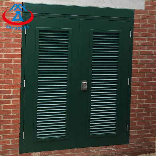 Low price commercial industrial BS certified louver fireproof steel door double leaf