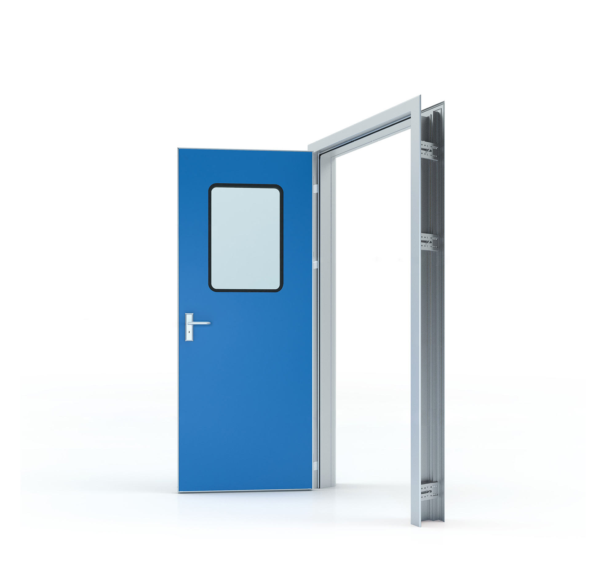 product-Multi style customized UL standard 90-minute shelter fire safety solid door blue-Zhongtai-im