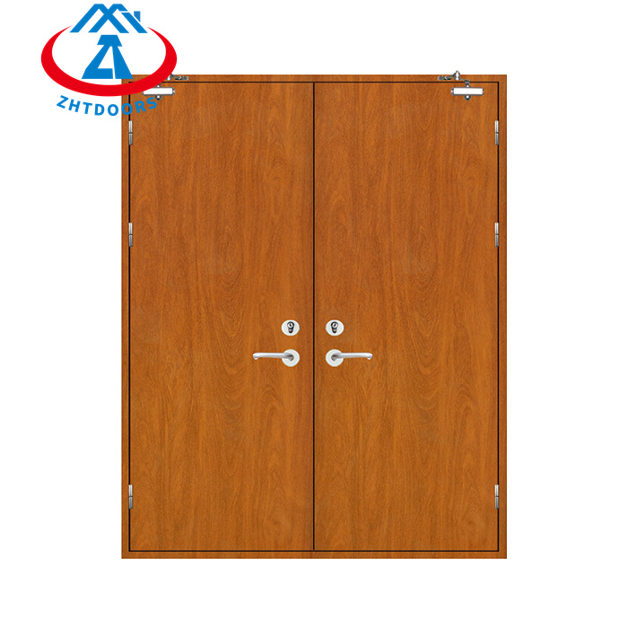 Double swing wooden fire door European standard 60 minutes fireproof and anti-theft door