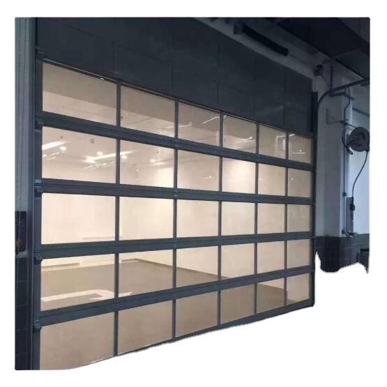 White Frame Clear Glass Garage Door Commercial Garage Door Aluminum Grooved Garage Door
