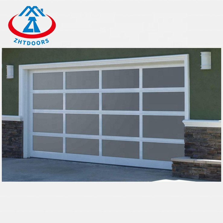 White Frame Clear Glass Garage Door Commercial Garage Door Aluminum Grooved Garage Door