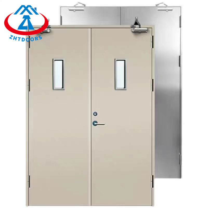 China Customized Multi Color EN Standard 90 Minute Commercial Double Opening Metal Fire Door