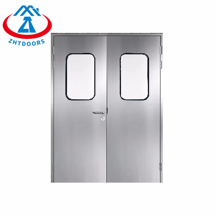 Factory customized EN standard 120 minutes electrostatic coating double leaf fire exit rated doors