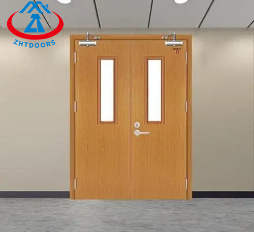Outstanding Supplier EN approved 3 hours security fire rated solid door with vision panel