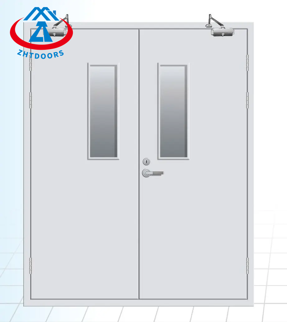 product-Zhongtai-Factory UL standard 90 security steel door entrance exterior black metal fire inspe