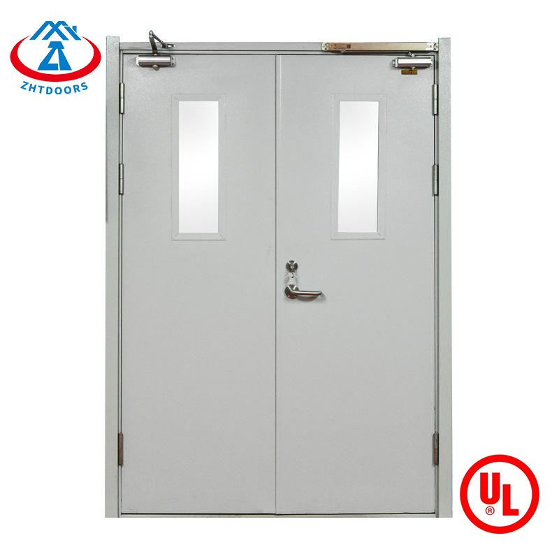 Reasonable price ulul certified double commercial metal fire rated fire doors 2 hours